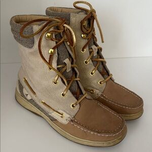 Sperry Top Sider Women’s Tan Leather Hikerfish Lace Up Ankle Boots Size 6